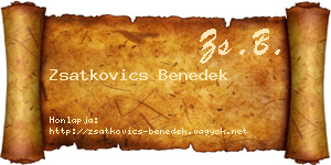 Zsatkovics Benedek névjegykártya